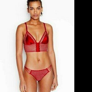 NWT Victoria's Secret Red Starburst Long Line Bra SET